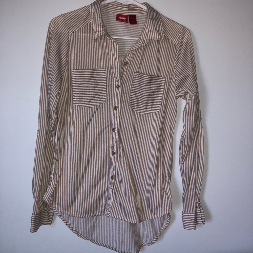 Tan Striped Button Shirt